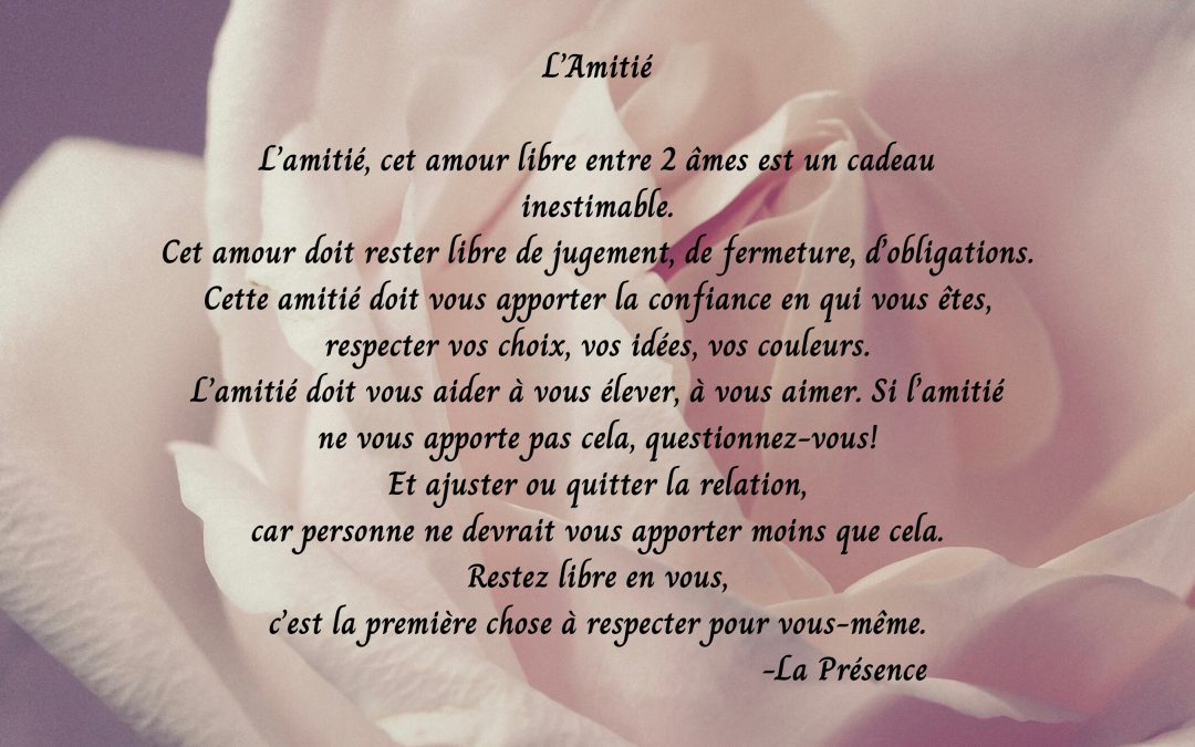 L’Amitié, cet amour libre entre 2 Âmes est un cadeau inestimable…
